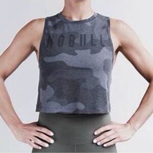 NWT Women's NOBULL Muscle Tank crop top workout s  training tank - gray camo S